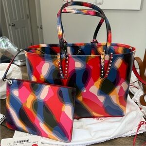 Christian Louboutin Cabata Illusion Print Tote with Matching Pouch & Dust Bag